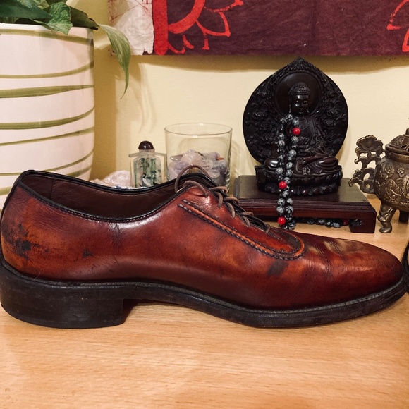 Allen Edmonds Belgium Oxford Dress Shoes Mens 8.5 E Burgundy Leather Career Work